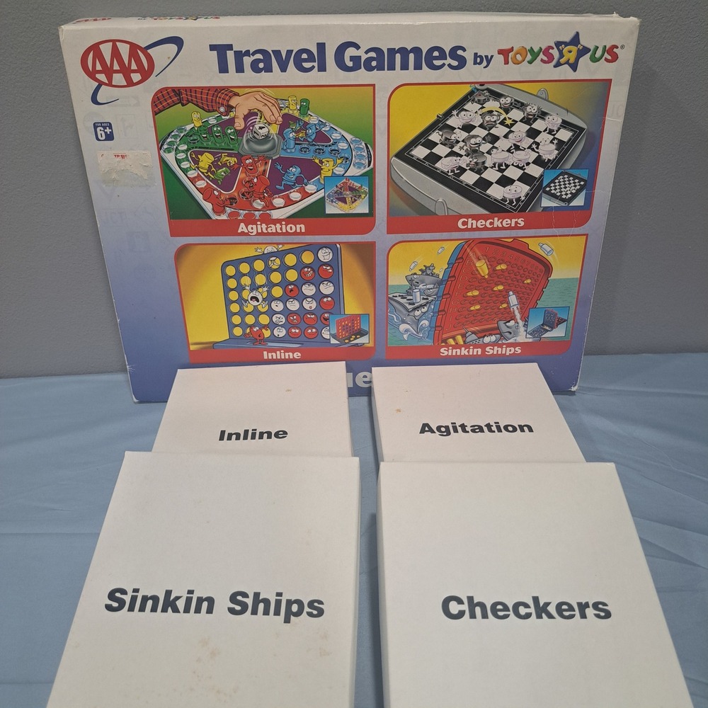 VTG AAA Travel Games by Toys R Us Value Pack 4 Games Agitation Checkers Retro